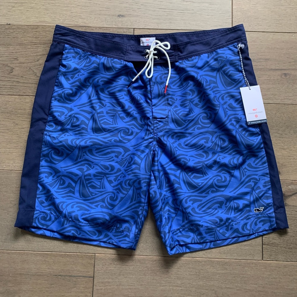 Vineyard Vines Blue Patterned Swim Board Shorts